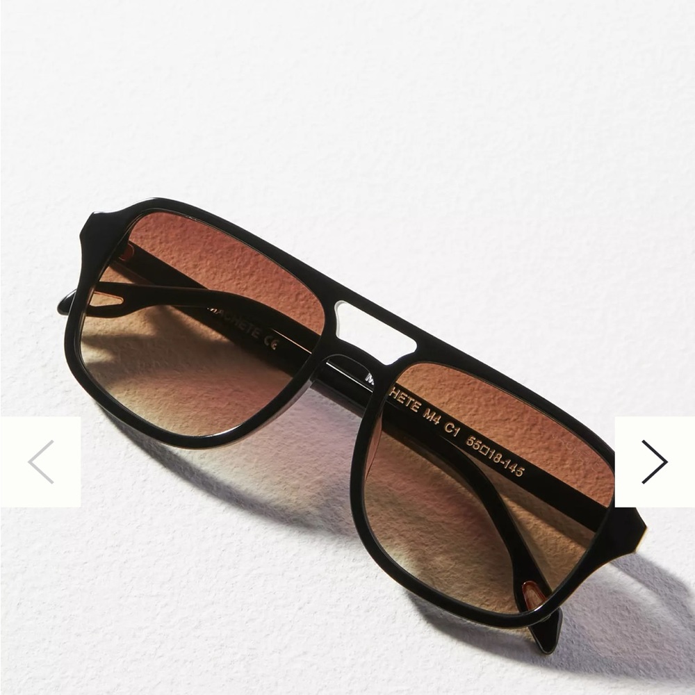 NWOT Machete Black Jane Aviator Sunglasses With Case & Box